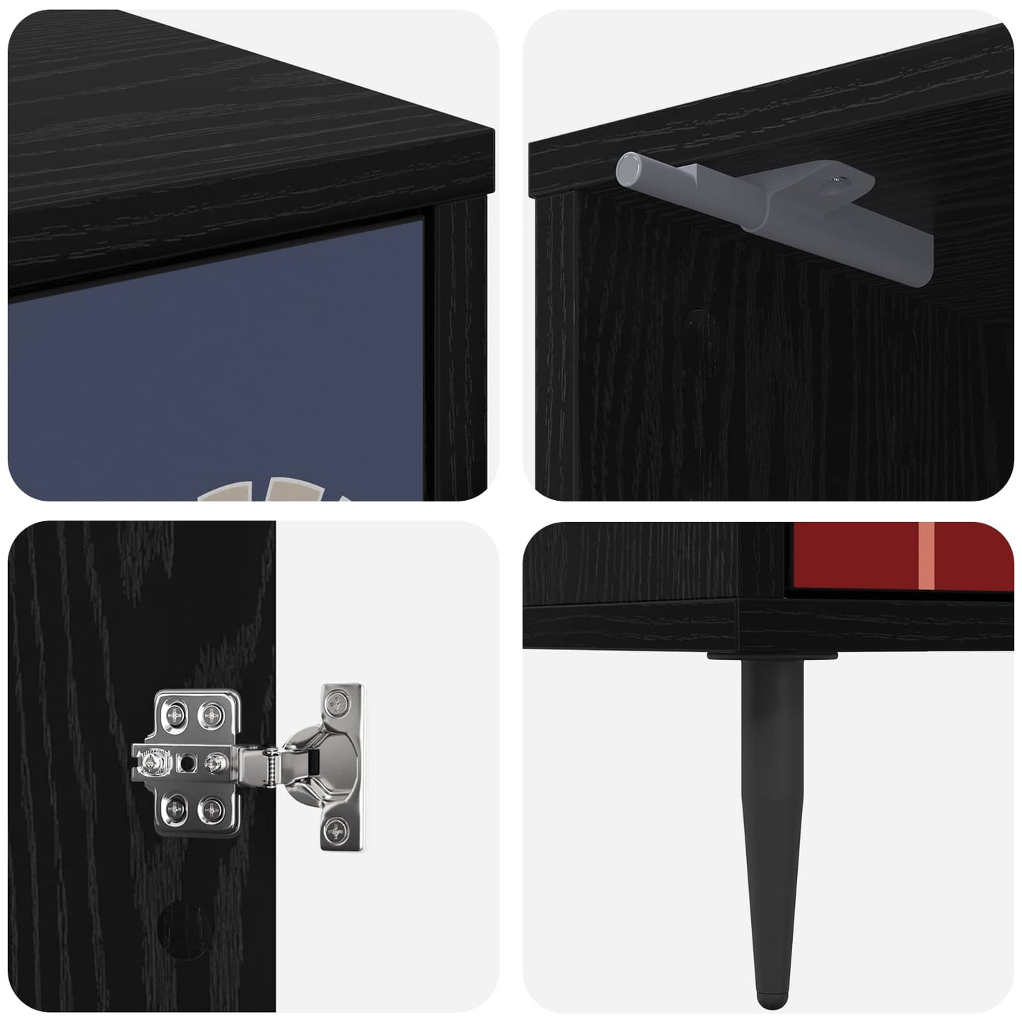 vidaXL Bedside Cabinet ESSEN Black Oak 36 x 33 x 51 cm Engineered Wood
