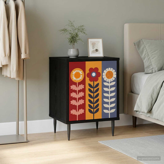 vidaXL Bedside Cabinet ESSEN Black Oak 36 x 33 x 51 cm Engineered Wood