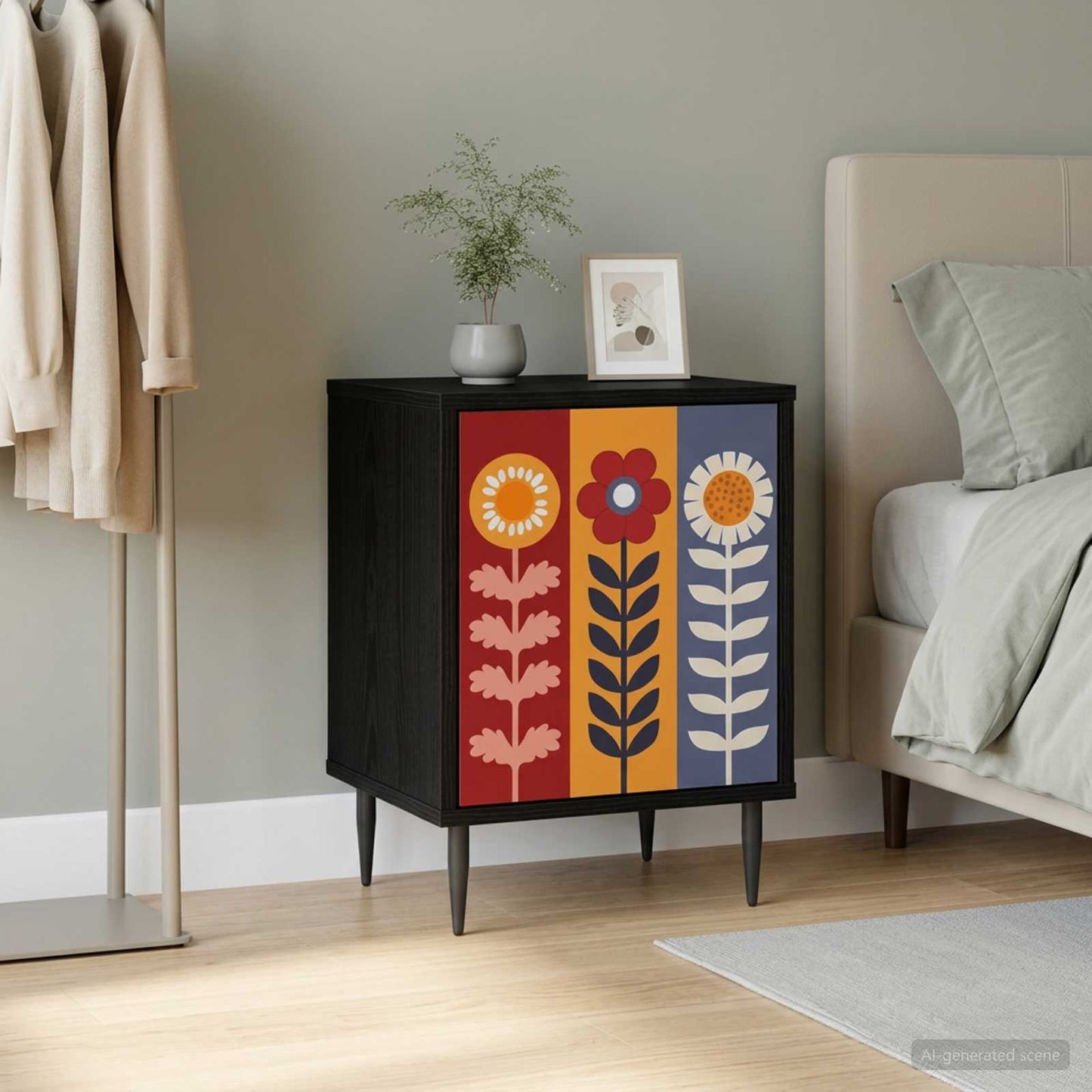 vidaXL Bedside Cabinet ESSEN Black Oak 36 x 33 x 51 cm Engineered Wood