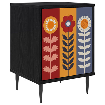 vidaXL Bedside Cabinet ESSEN Black Oak 36 x 33 x 51 cm Engineered Wood