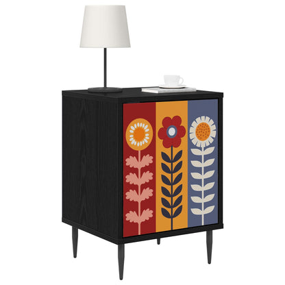 vidaXL Bedside Cabinet ESSEN Black Oak 36 x 33 x 51 cm Engineered Wood