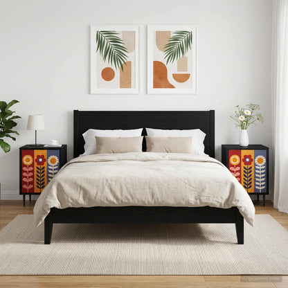 vidaXL Bedside Cabinet ESSEN 2 pcs Black Oak 36 x 33 x 51 cm