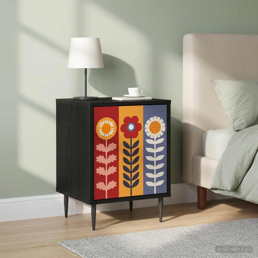 vidaXL Bedside Cabinet ESSEN 2 pcs Black Oak 36 x 33 x 51 cm