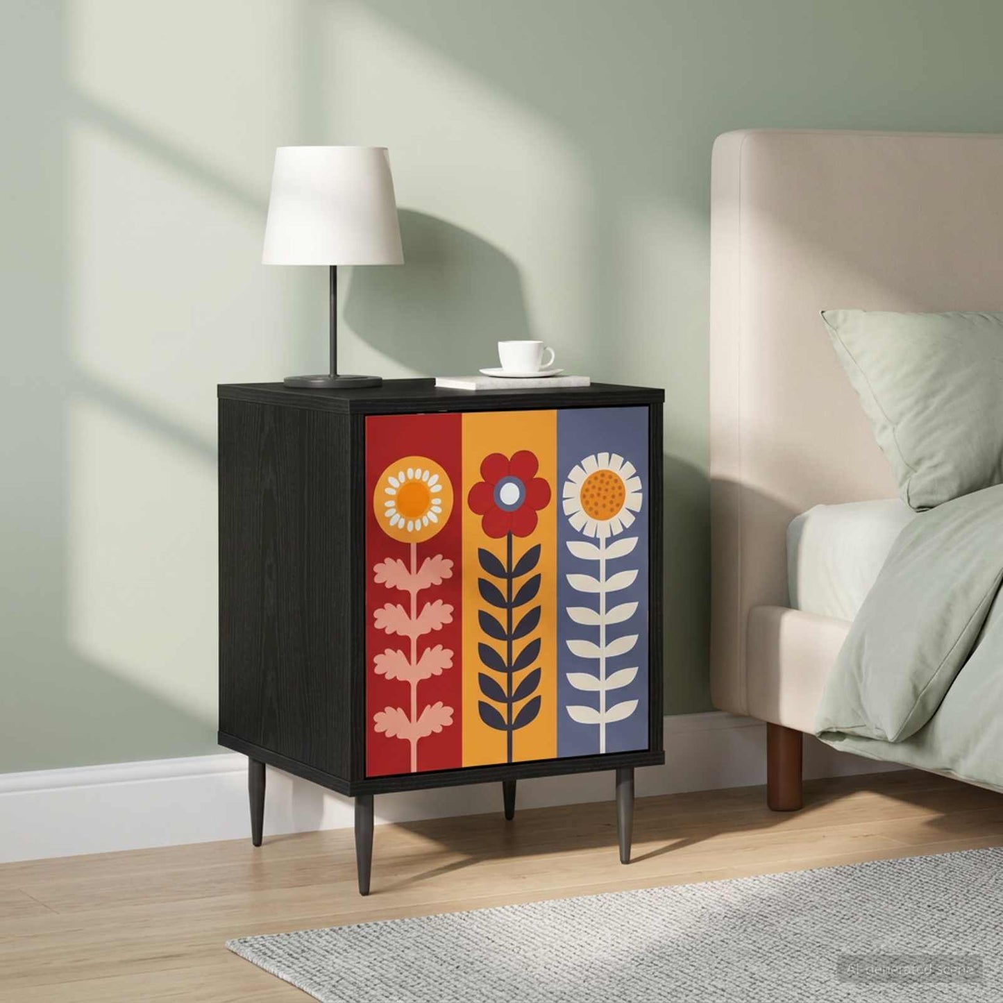 vidaXL Bedside Cabinet ESSEN 2 pcs Black Oak 36 x 33 x 51 cm