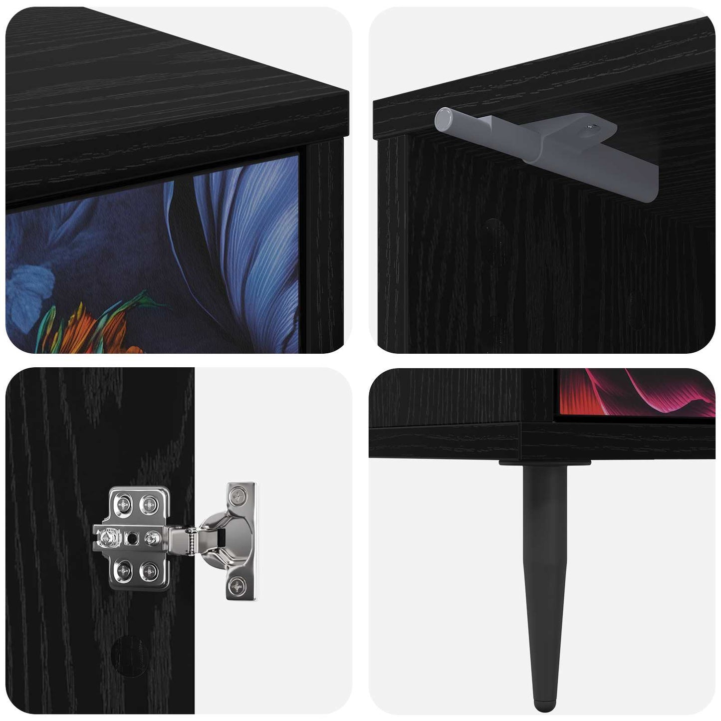 vidaXL Bedside Cabinet KIEL 2 pcs Black Oak 36 x 33 x 51 cm