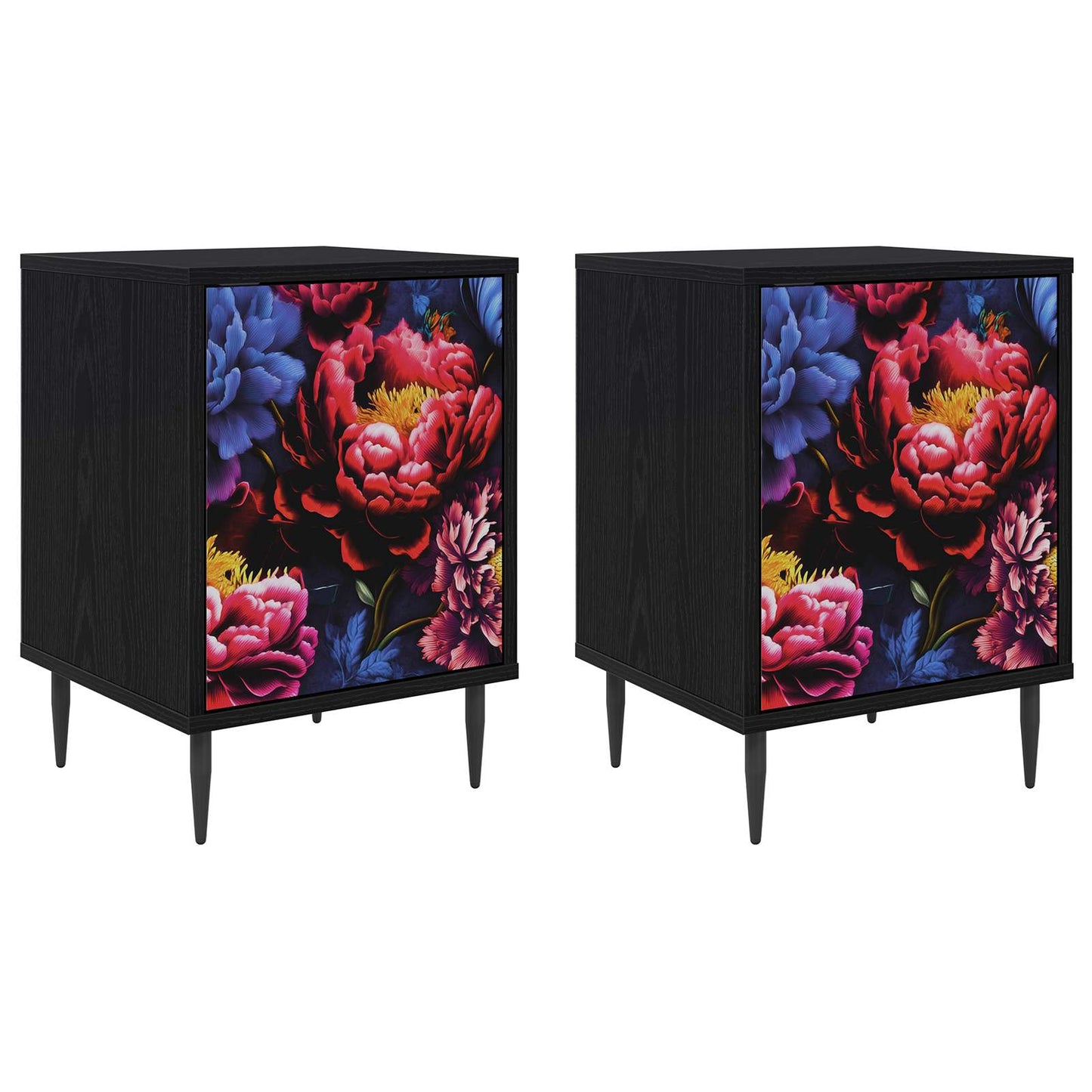 vidaXL Bedside Cabinet KIEL 2 pcs Black Oak 36 x 33 x 51 cm