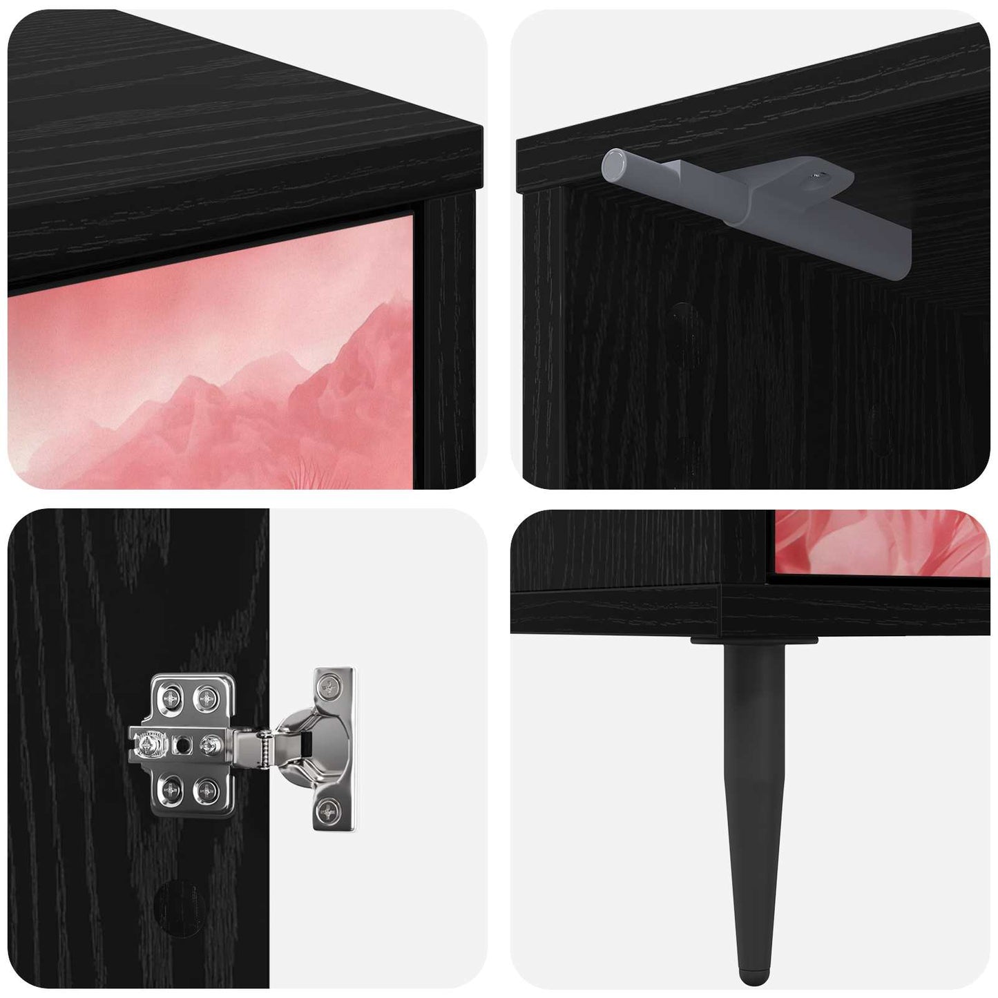 vidaXL Bedside Cabinet AACHEN Black Oak 36 x 33 x 51 cm