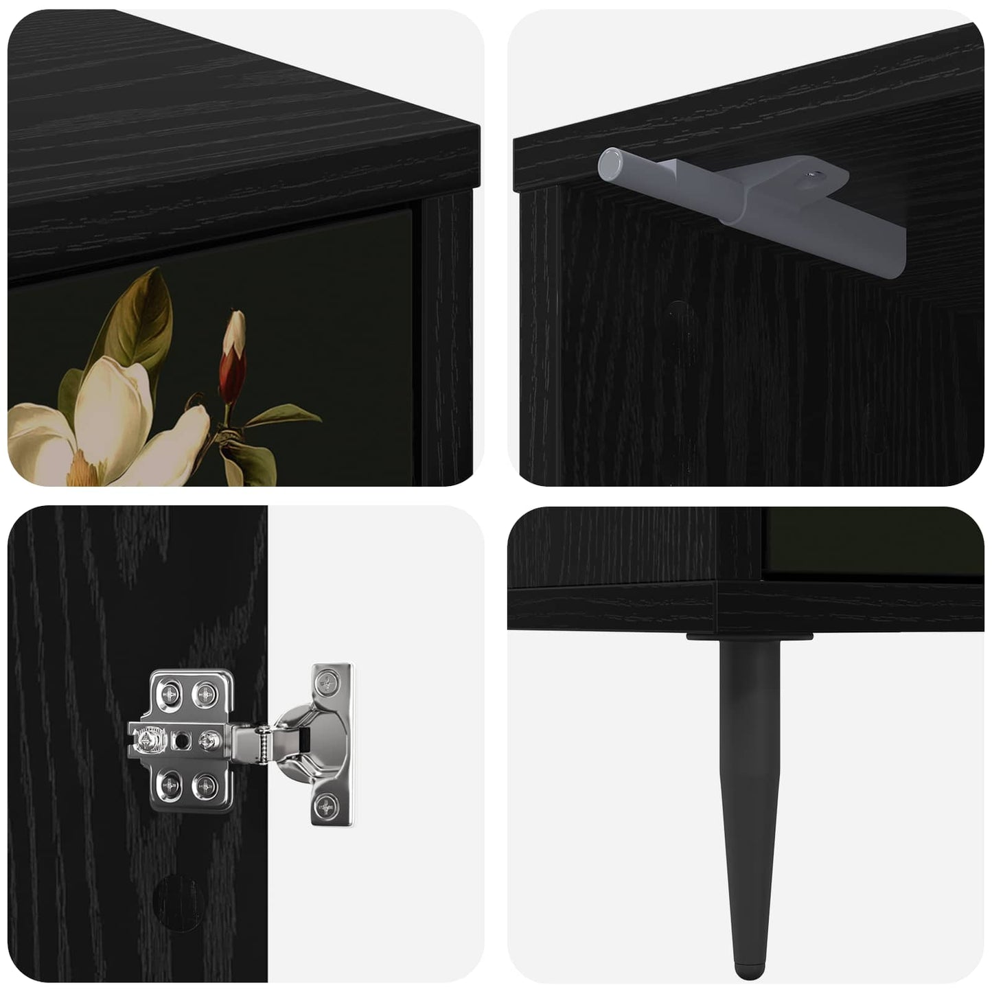 vidaXL Bedside Cabinet BREMEN Black Oak 36 x 33 x 51 cm