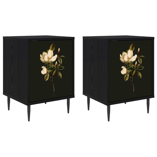 vidaXL Bedside Cabinet BREMEN 2 pcs Black Oak 36 x 33 x 51 cm