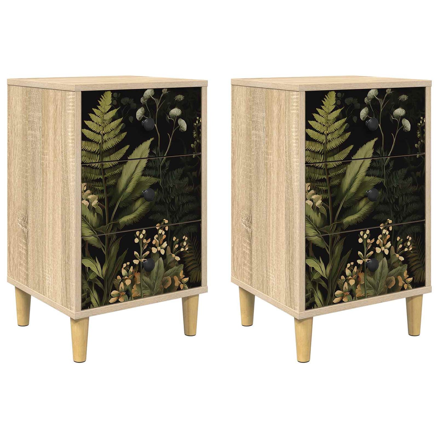 vidaXL Bedside Cabinet RHENEN 2 pcs Sonoma Oak 36 x 33 x 60 cm
