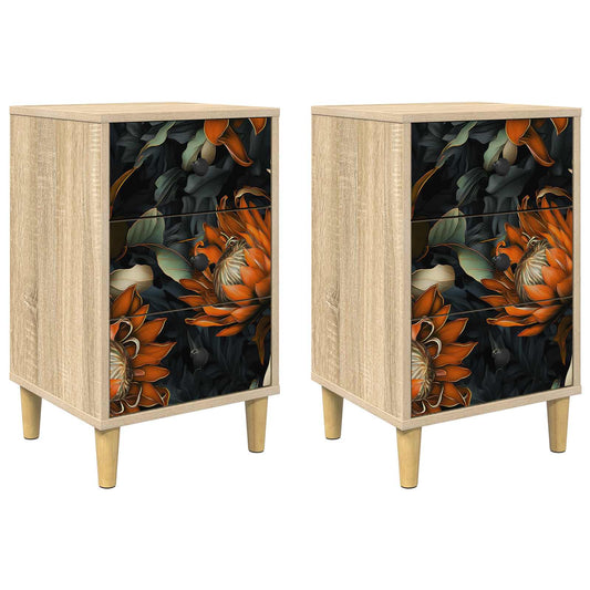 vidaXL Bedside Cabinet LOCHEM 2 pcs Sonoma Oak 36 x 33 x 60 cm