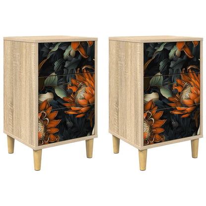 vidaXL Bedside Cabinet LOCHEM 2 pcs Sonoma Oak 36 x 33 x 60 cm