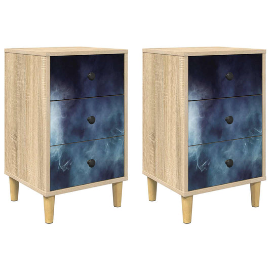 vidaXL Bedside Cabinet RAALTE 2 pcs Sonoma Oak 36 x 33 x 60 cm