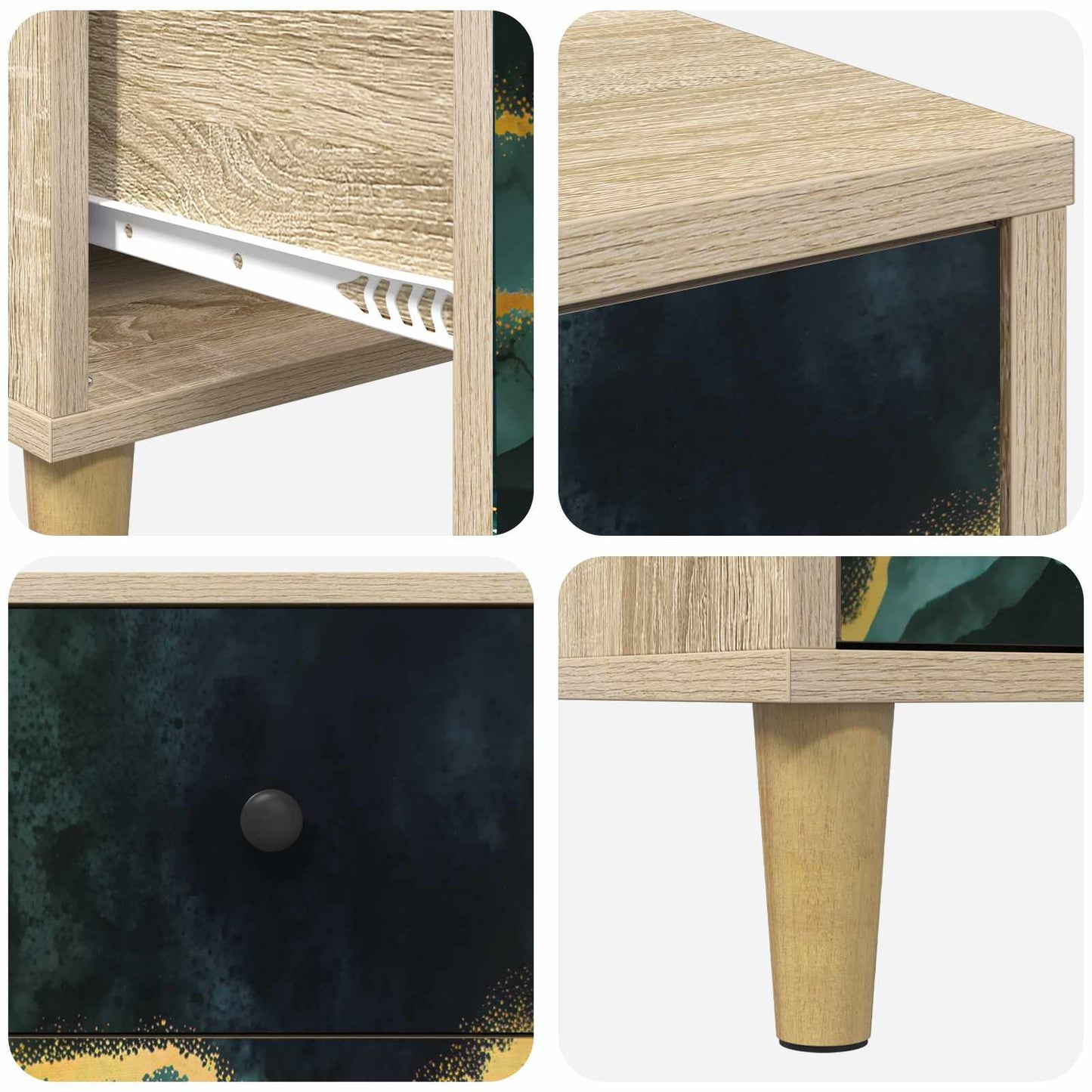 vidaXL Bedside Cabinet WIJHE 2 pcs Sonoma Oak 36 x 33 x 60 cm
