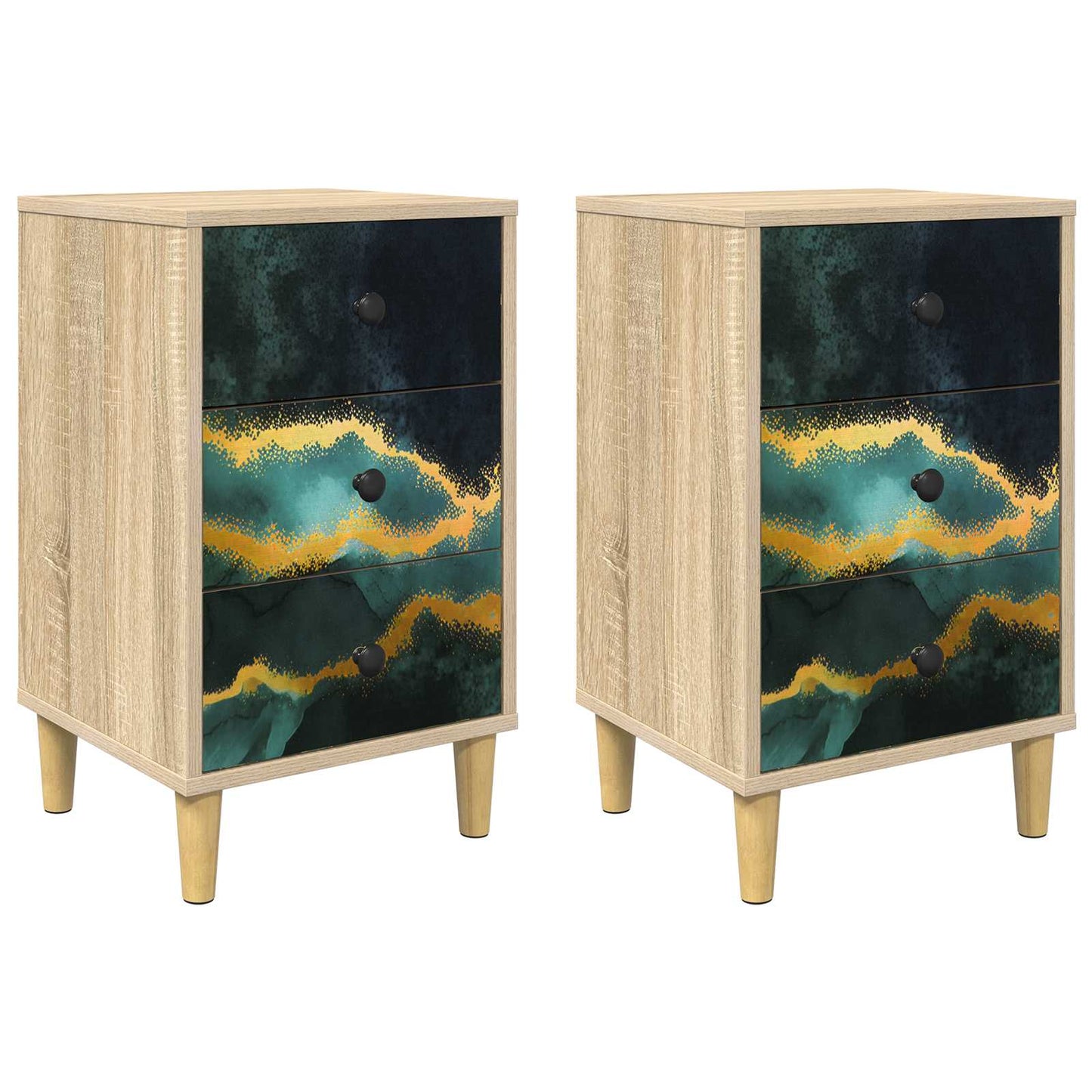 vidaXL Bedside Cabinet WIJHE 2 pcs Sonoma Oak 36 x 33 x 60 cm