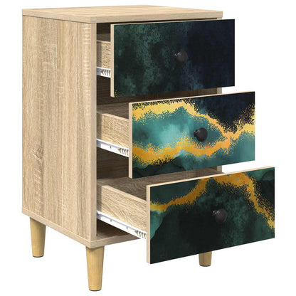 vidaXL Bedside Cabinet WIJHE 2 pcs Sonoma Oak 36 x 33 x 60 cm
