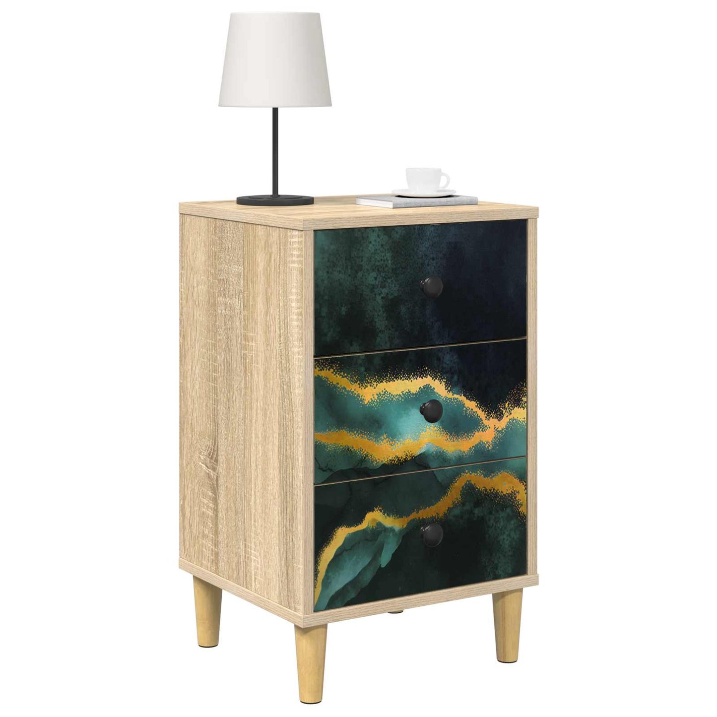 vidaXL Bedside Cabinet WIJHE 2 pcs Sonoma Oak 36 x 33 x 60 cm