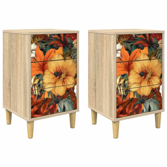 vidaXL Bedside Cabinet GENNEP 2 pcs Sonoma Oak 36 x 33 x 60 cm