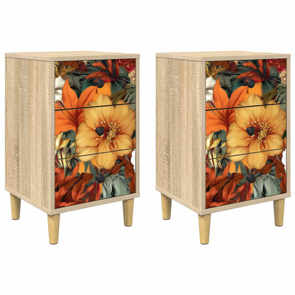 vidaXL Bedside Cabinet GENNEP 2 pcs Sonoma Oak 36 x 33 x 60 cm