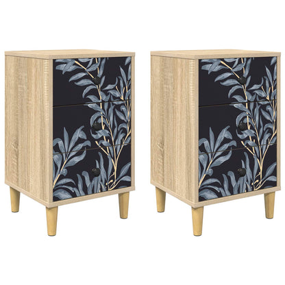 vidaXL Bedside Cabinet DOKKUM 2 pcs Sonoma Oak 36 x 33 x 60 cm