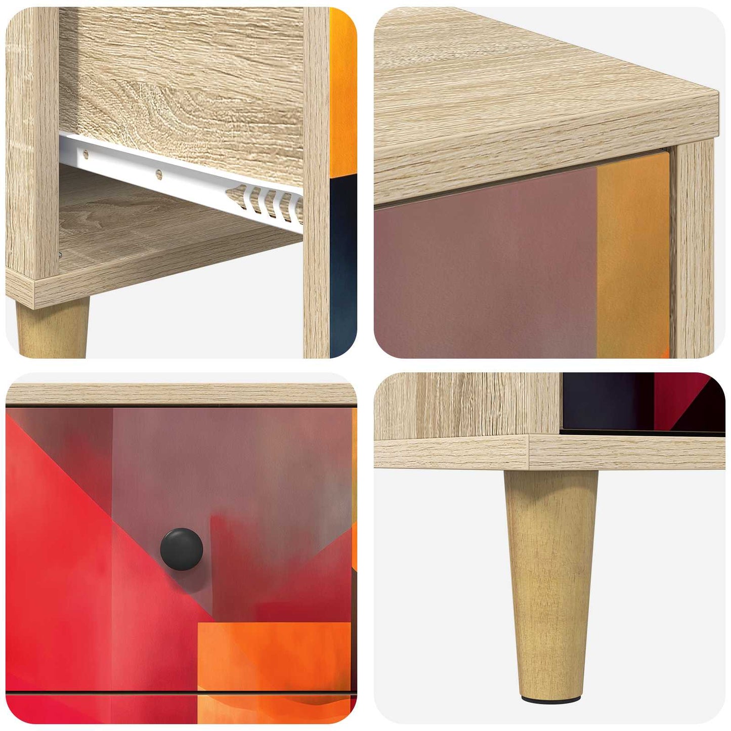 vidaXL Bedside Cabinet HEESCH Sonoma Oak 36 x 33 x 60 cm