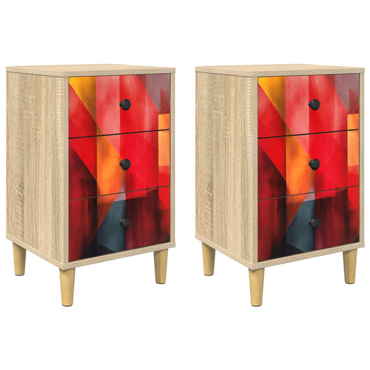 vidaXL Bedside Cabinet HEESCH 2 pcs Sonoma Oak 36 x 33 x 60 cm