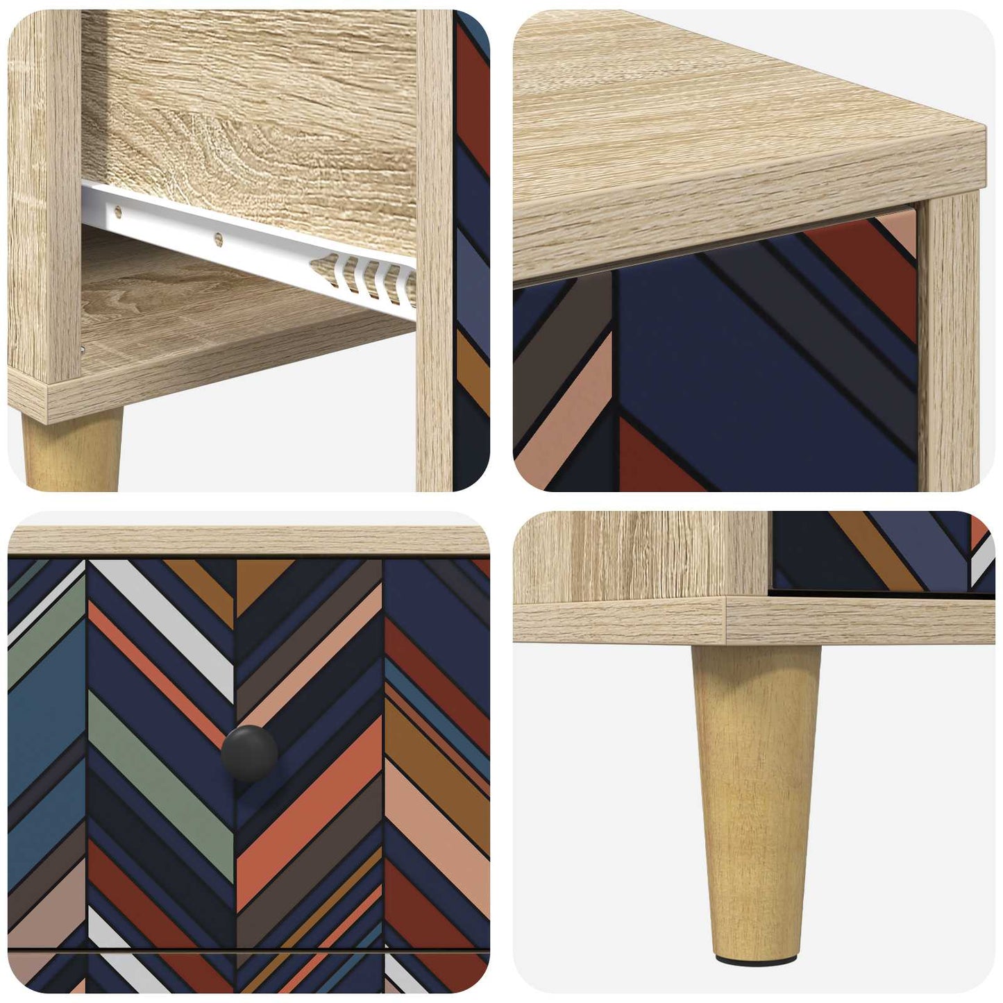 vidaXL Bedside Cabinet OMMEN Sonoma Oak 36 x 33 x 60 cm