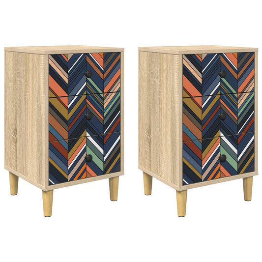 vidaXL Bedside Cabinet OMMEN 2 pcs Sonoma Oak 36 x 33 x 60 cm