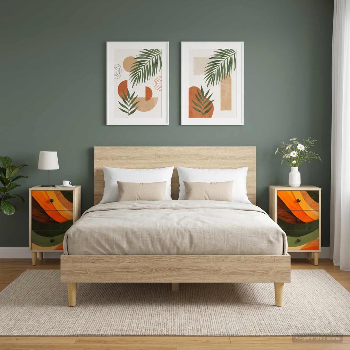 vidaXL Bedside Cabinet BONN 2 pcs Sonoma Oak 36 x 33 x 60 cm