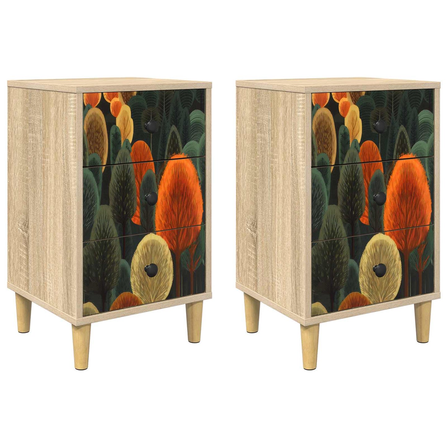 vidaXL Bedside Cabinet BONN 2 pcs Sonoma Oak 36 x 33 x 60 cm