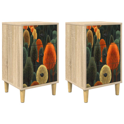 vidaXL Bedside Cabinet BONN 2 pcs Sonoma Oak 36 x 33 x 60 cm