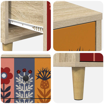 vidaXL Bedside Cabinet ESSEN 2 pcs Sonoma Oak 36 x 33 x 60 cm