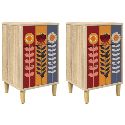 vidaXL Bedside Cabinet ESSEN 2 pcs Sonoma Oak 36 x 33 x 60 cm