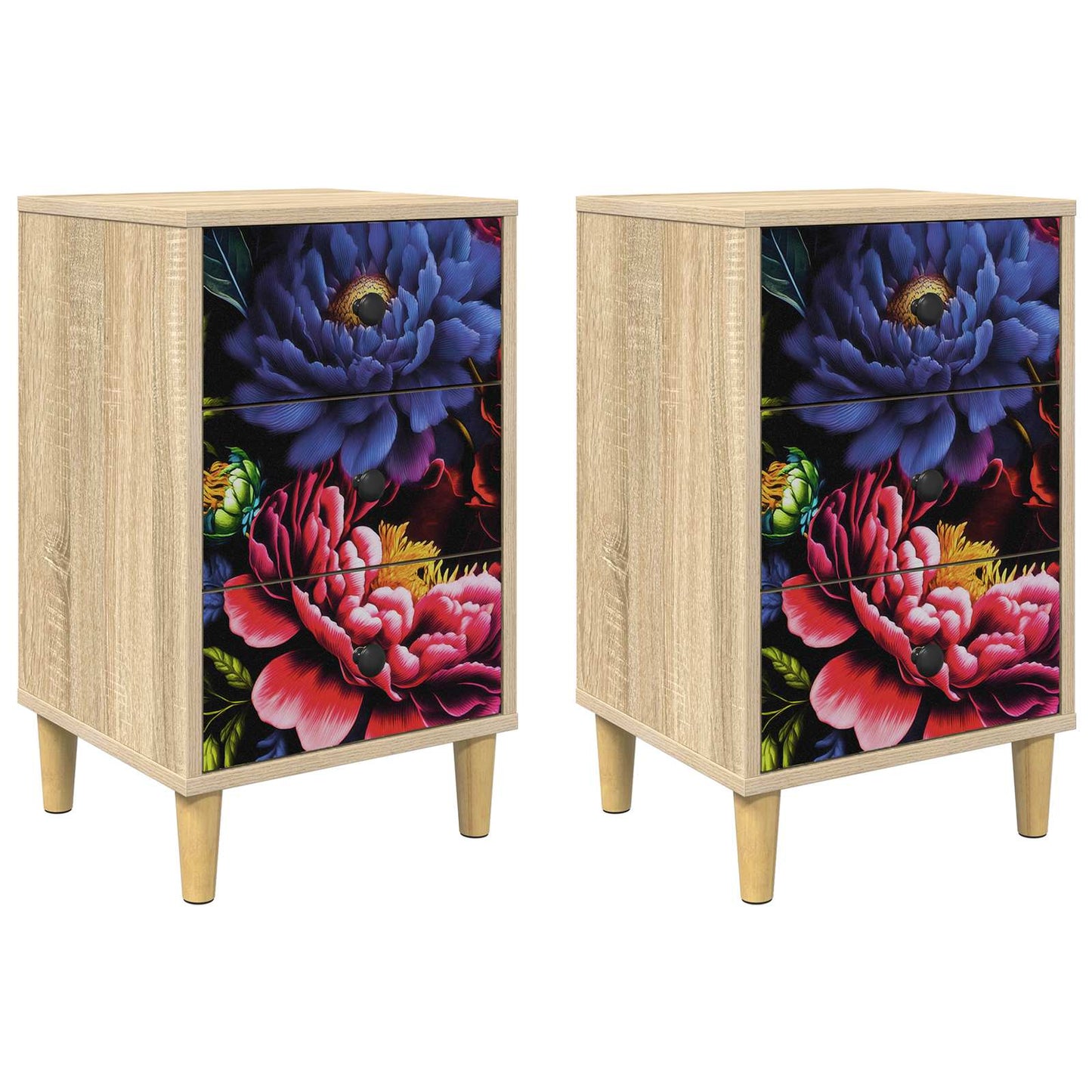 vidaXL Bedside Cabinet KIEL 2 pcs Sonoma Oak 36 x 33 x 60 cm
