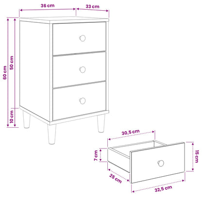 vidaXL Bedside Cabinet MAINZ Sonoma Oak 36 x 33 x 60 cm