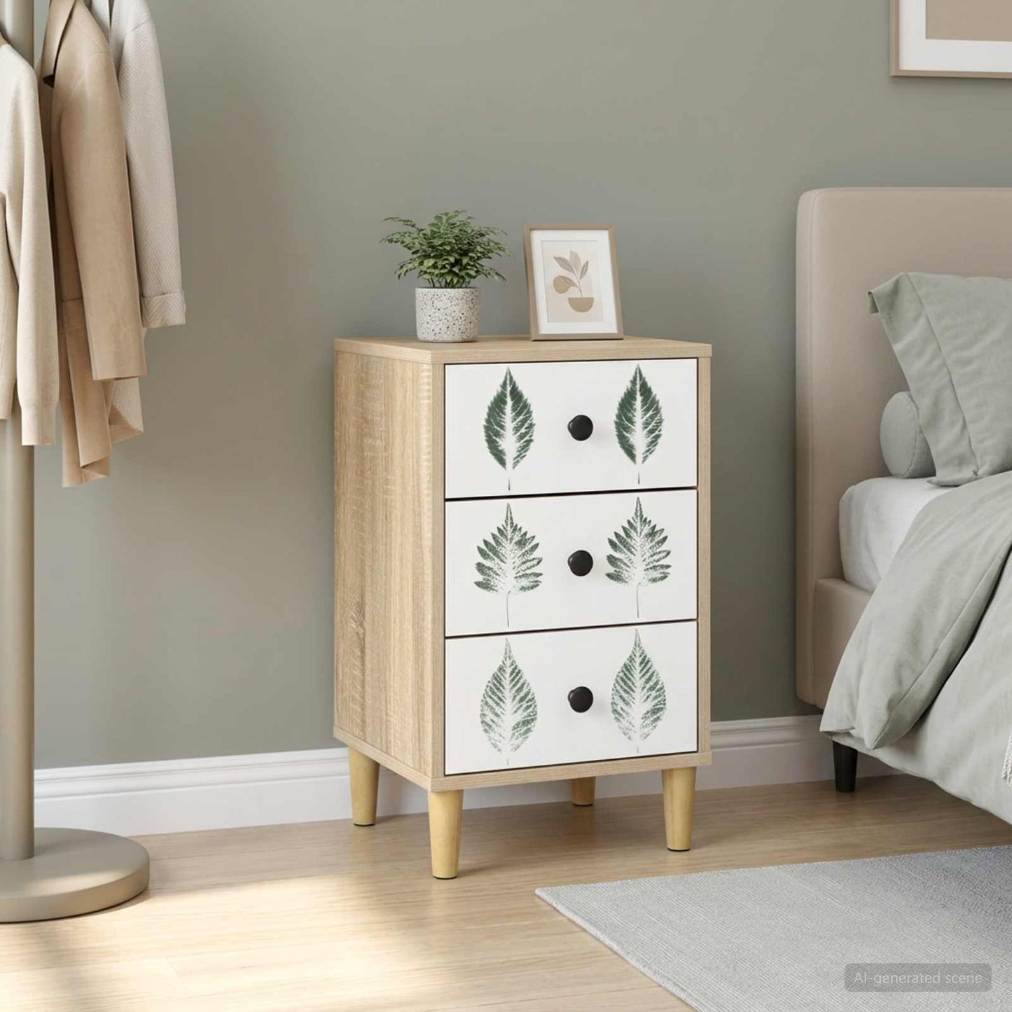 vidaXL Bedside Cabinet HANAU Sonoma Oak 36 x 33 x 60 cm