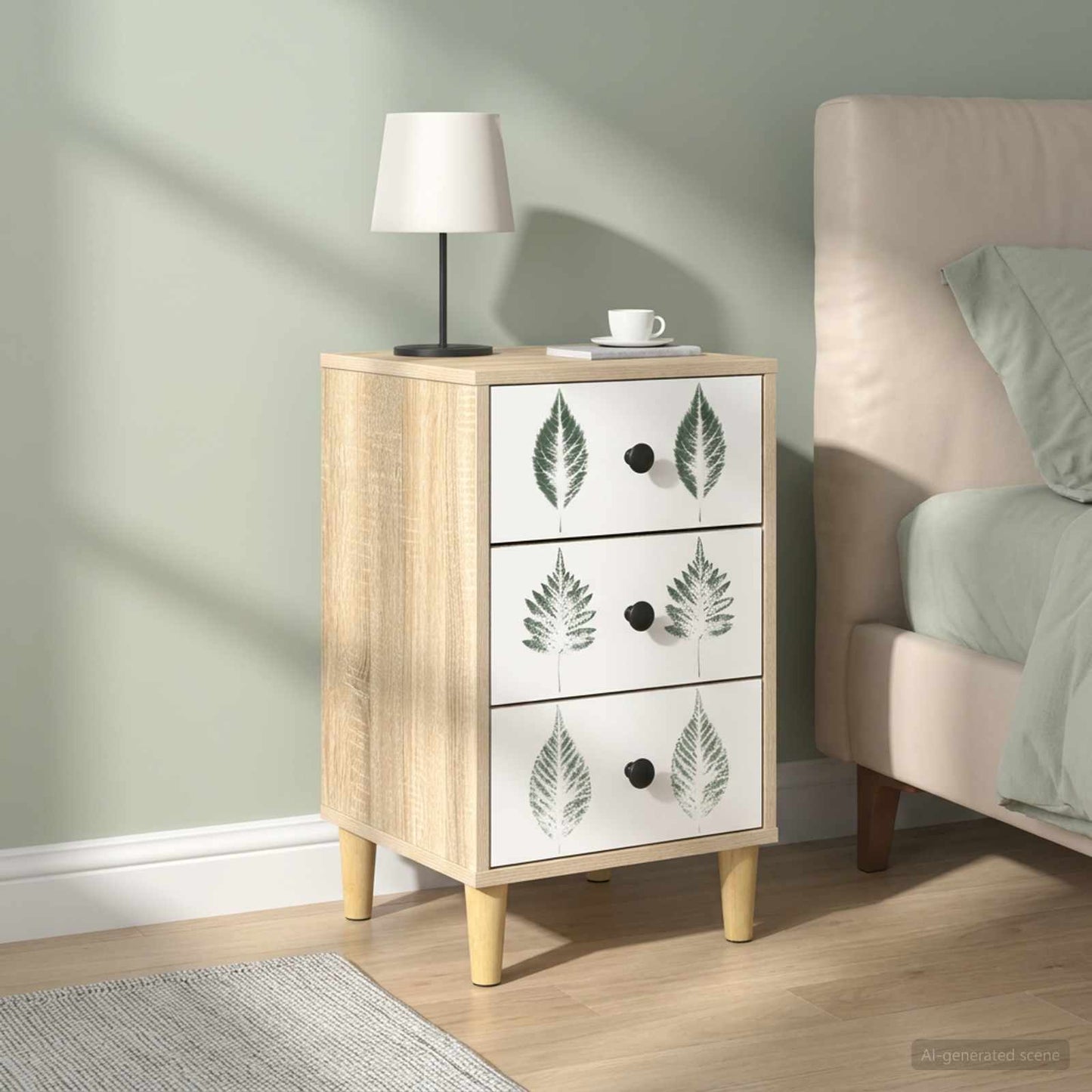 vidaXL Bedside Cabinet HANAU 2 pcs Sonoma Oak 36 x 33 x 60 cm