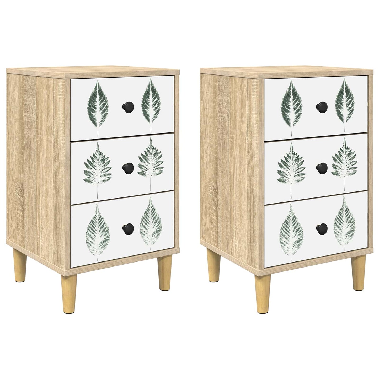 vidaXL Bedside Cabinet HANAU 2 pcs Sonoma Oak 36 x 33 x 60 cm