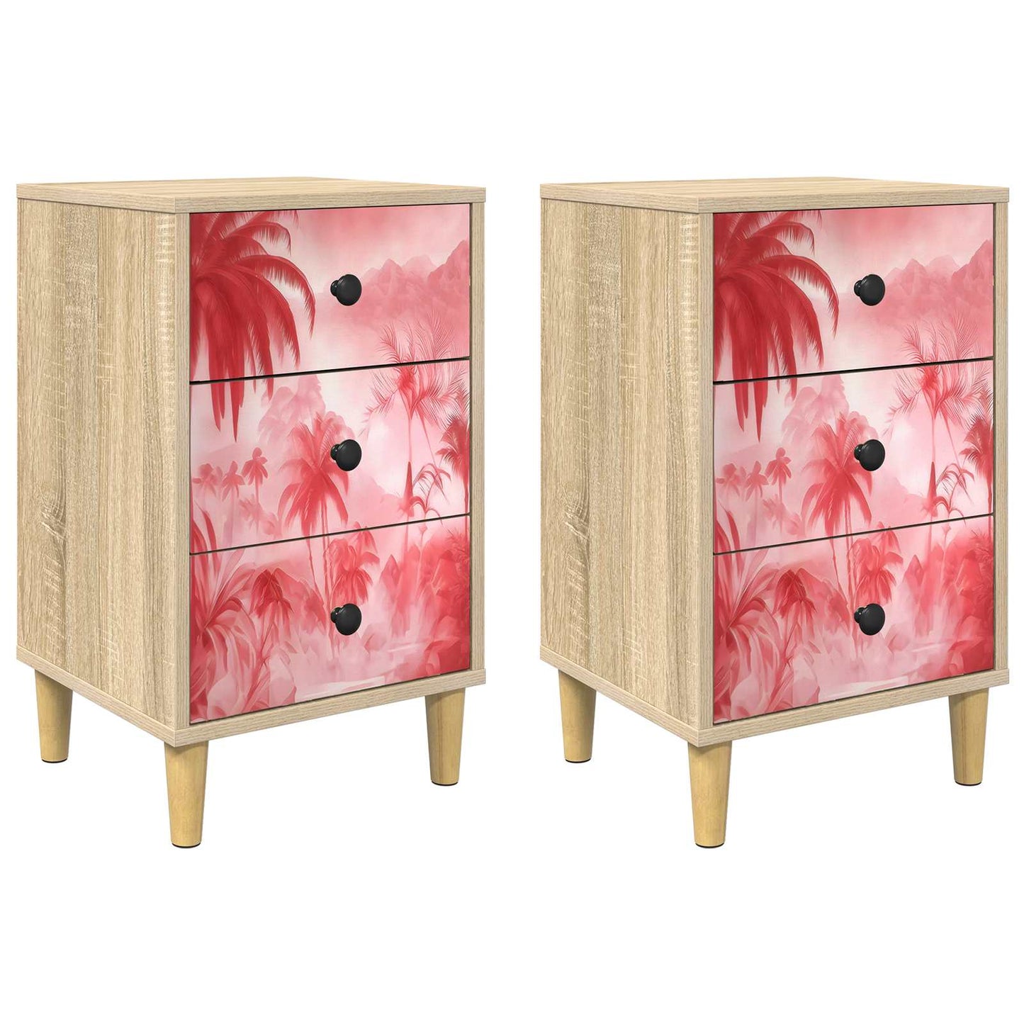 vidaXL Bedside Cabinet AACHEN 2 pcs Sonoma Oak 36 x 33 x 60 cm
