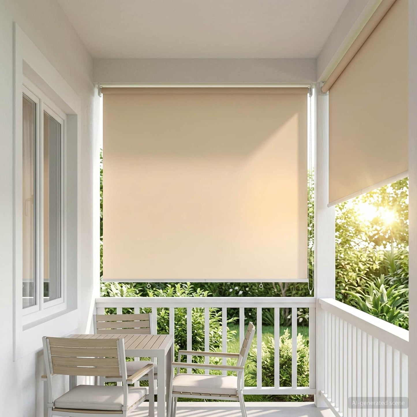 vidaXL Outdoor Roller Blind UV Protection Beige 125 x 140 cm (W x H)