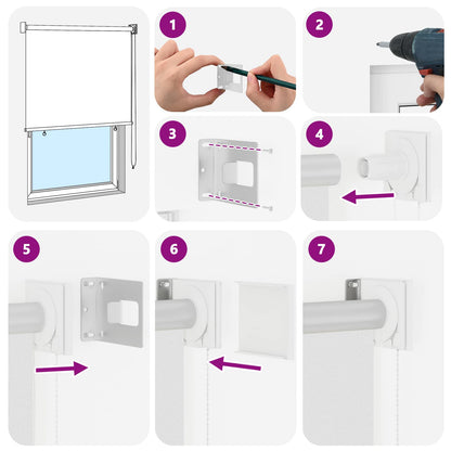 vidaXL Roller Blind UV Protection White 100 x 140 cm Polyester