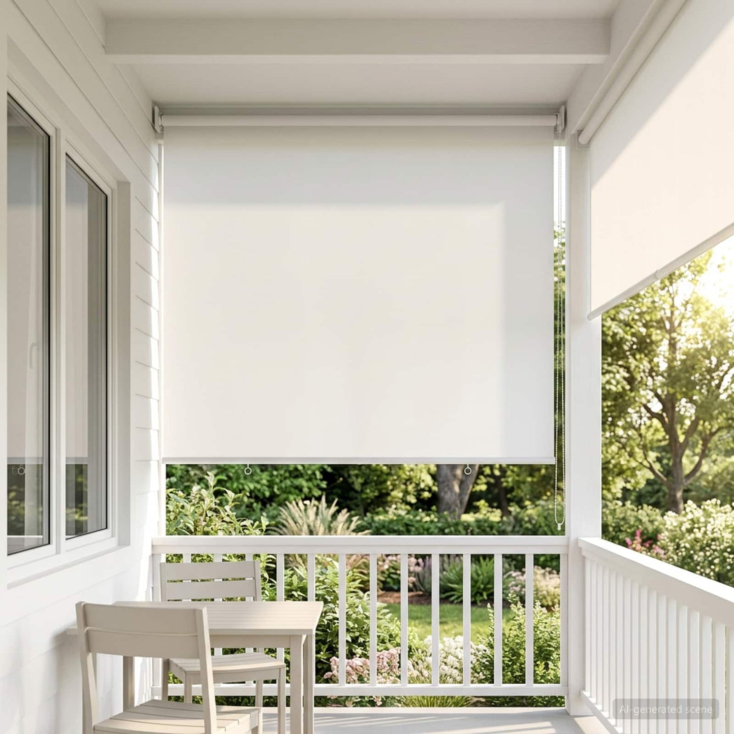 vidaXL Outdoor Roller Blind UV Protection White 125 x 140 cm (W x H)