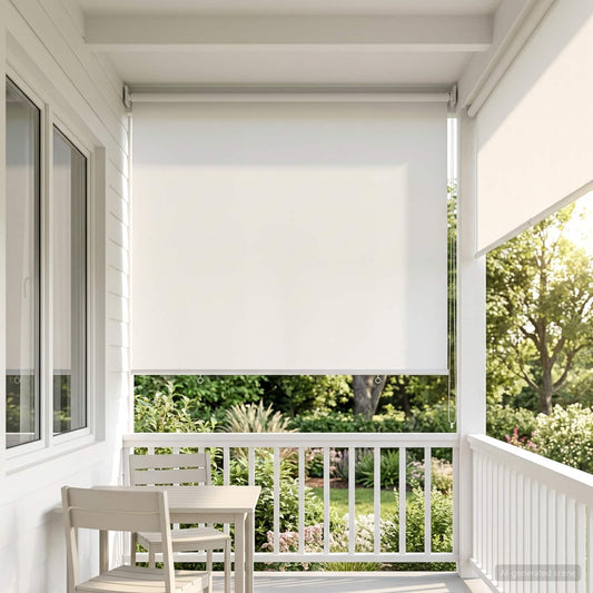 vidaXL Outdoor Roller Blind UV Protection White 125 x 140 cm (W x H)