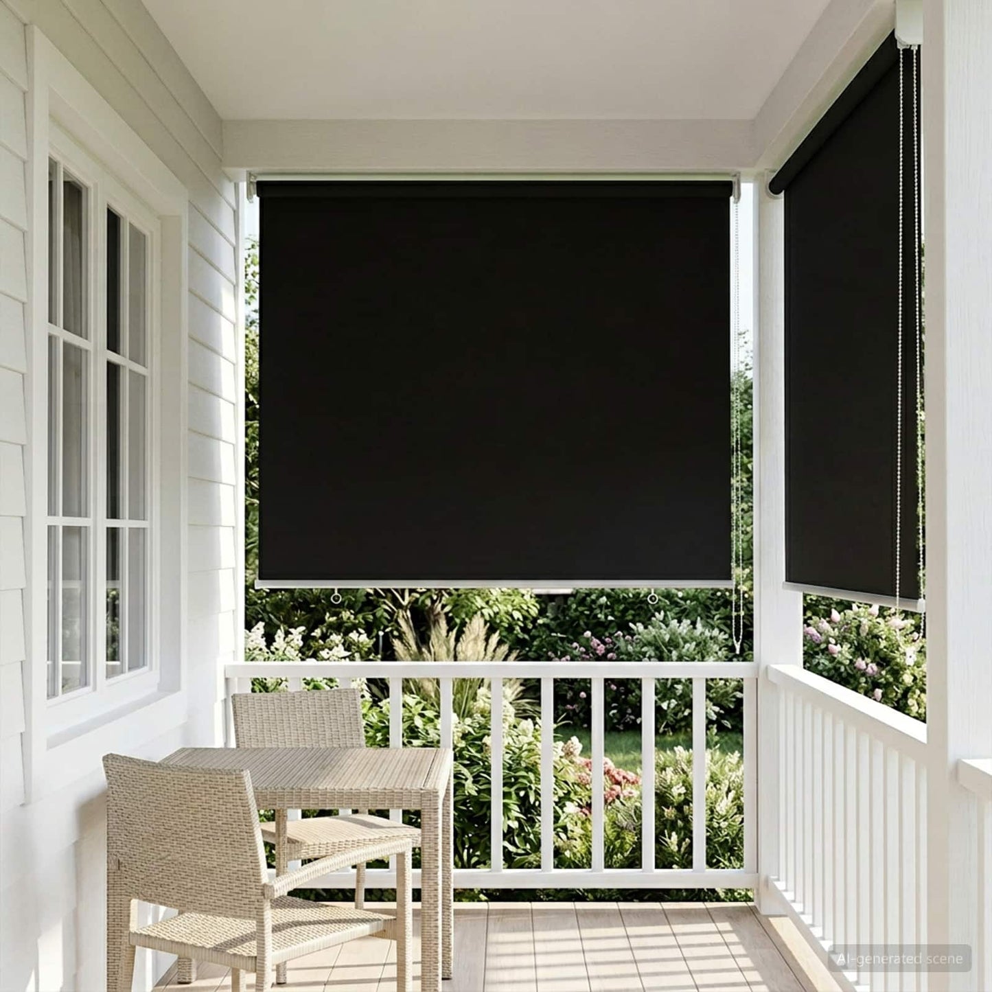vidaXL Outdoor Roller Blind UV Protection Black 105 x 140 cm (W x H)