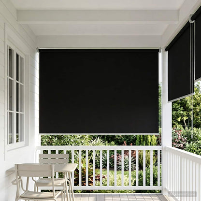 vidaXL Outdoor Roller Blind UV Protection Black 145 x 140 cm (W x H)