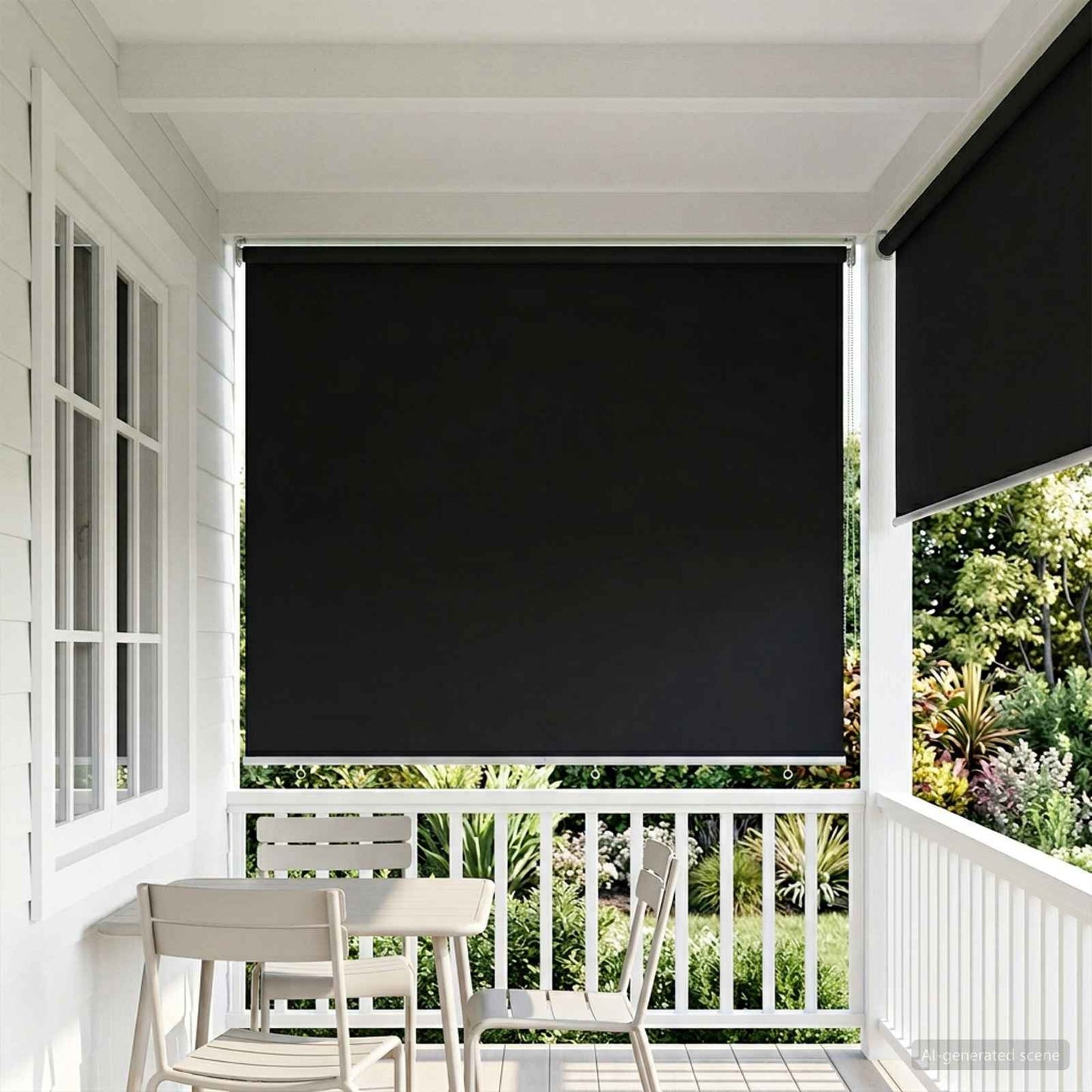 vidaXL Outdoor Roller Blind UV Protection Black 185 x 140 cm (W x H)