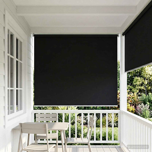 vidaXL Outdoor Roller Blind UV Protection Black 185 x 140 cm (W x H)