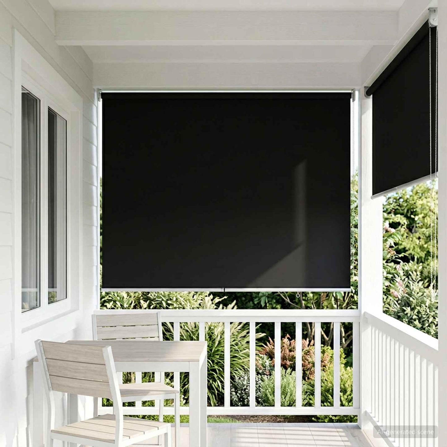 vidaXL Outdoor Roller Blind UV Protection Black 145 x 230 cm (W x H)