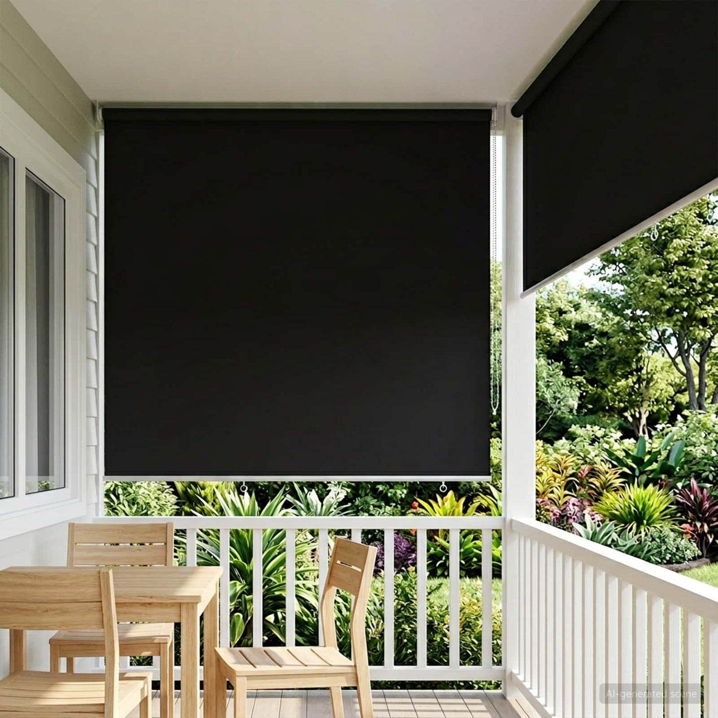 vidaXL Outdoor Roller Blind UV Protection Black 165 x 230 cm (W x H)