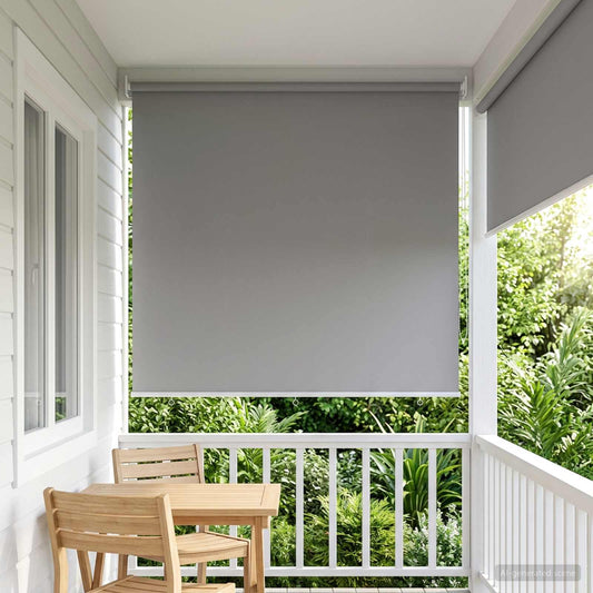 vidaXL Outdoor Roller Blind UV Protection Light Grey Polyester